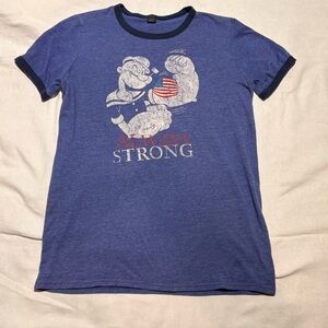 Anvil Blue Kids Popeye Ringer Tee with Red Accent